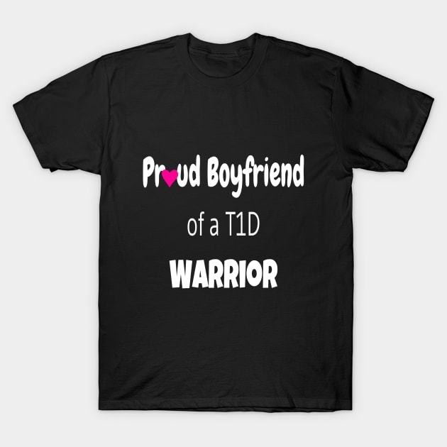 Proud Boyfriend White Text Pink Heart T-Shirt by CatGirl101